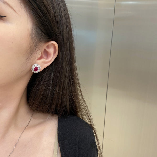 PURE 925 SILVER RED Primrose Earrings