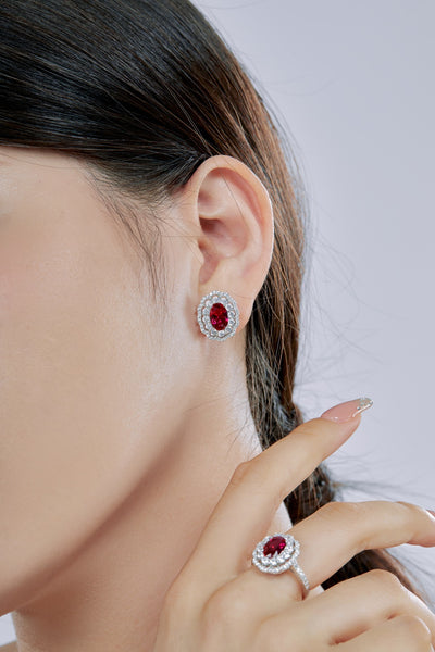 PURE 925 SILVER RED Primrose Earrings