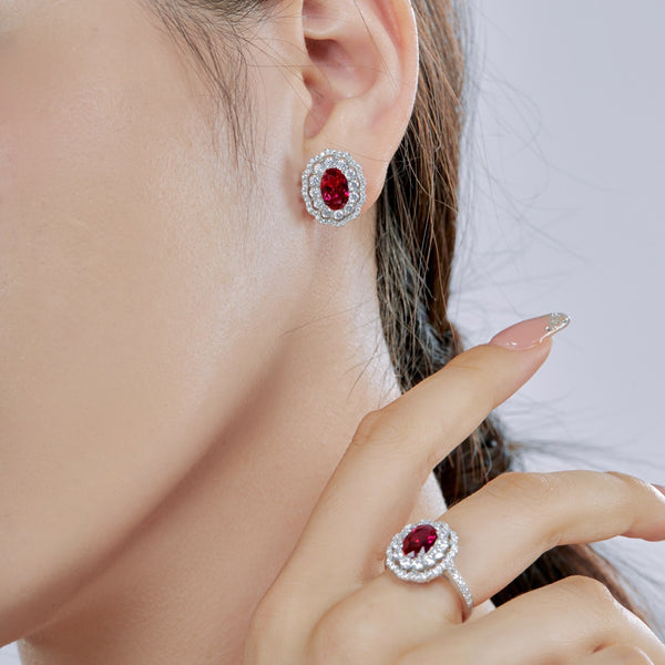 PURE 925 SILVER RED Primrose Earrings