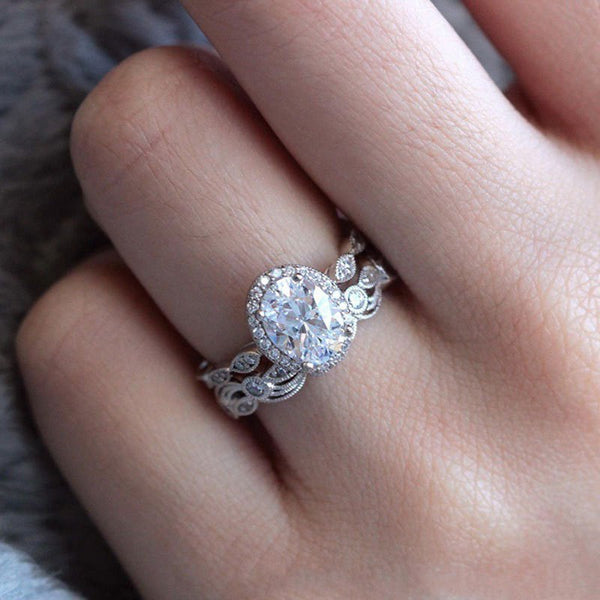 PURE 925 SILVER Dahlia Ring Set