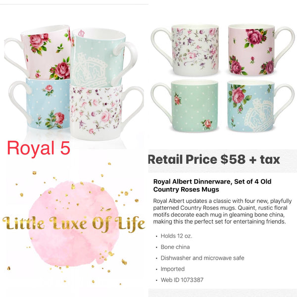 Royal Albert Dinnerware, Set of 4 Old Country Roses Mugs