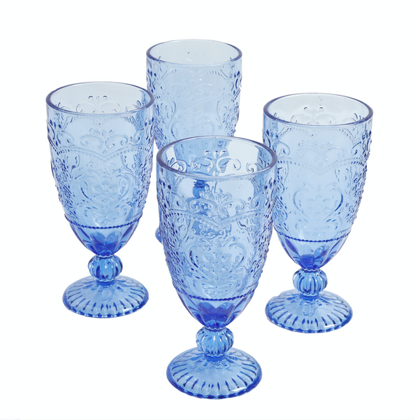 The Pioneer Woman Amelia 4-Piece 14.7-Ounce Goblet Set, Blue
