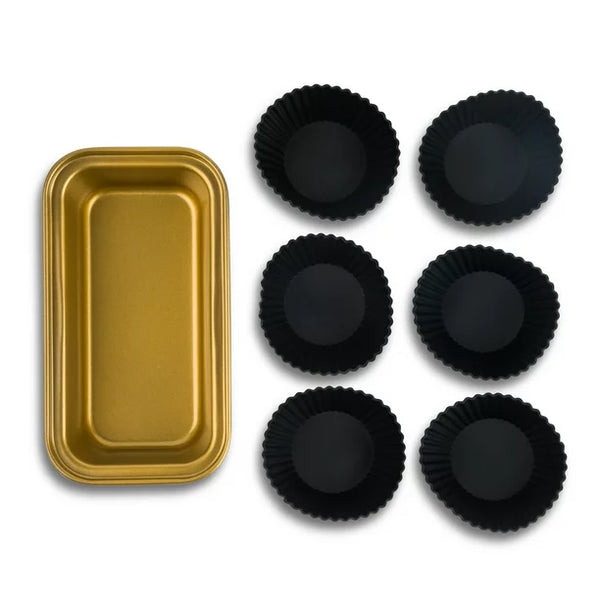 Thyme & Table Mini Kitchen Utensil Set with Whisk, Spatula, Mini Loaf Pan, Cupcake Liners, 11 Pieces - GOLD