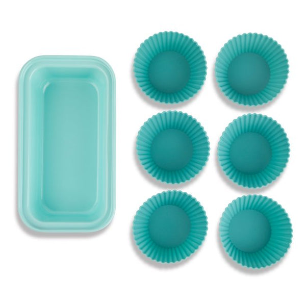 Thyme & Table Mini Kitchen Utensil Set with Whisk, Spatula, Mini Loaf Pan, Cupcake Liners, 11 Pieces - TEAL