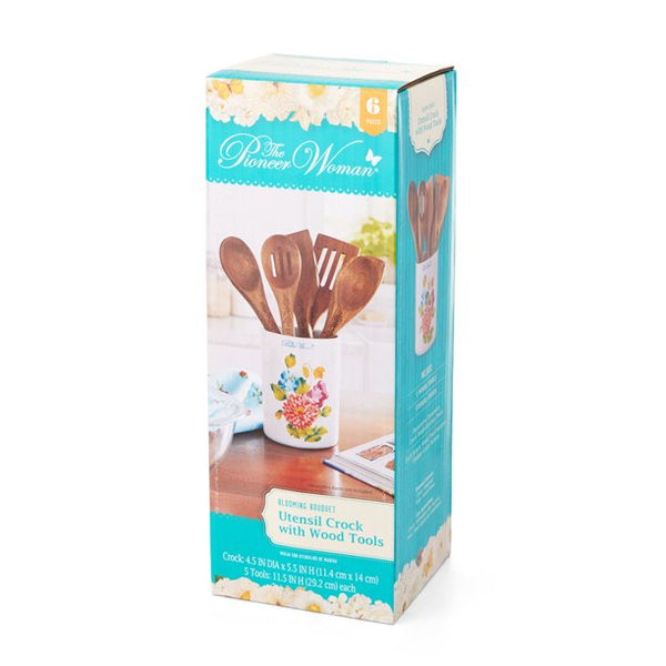 The Pioneer Woman Utensil Crock, Blooming Bouquet, 6-Piece Set