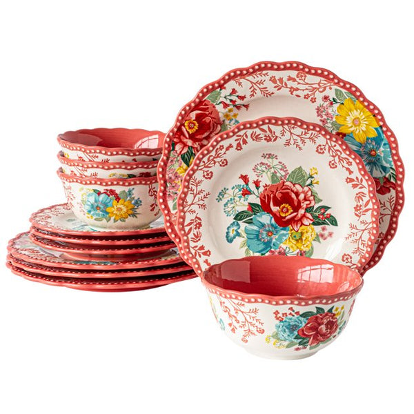 The Pioneer Woman Fancy Flourish Stoneware 12 Piece Set