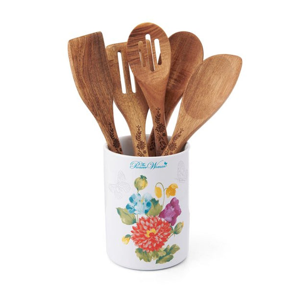 The Pioneer Woman Utensil Crock, Blooming Bouquet, 6-Piece Set