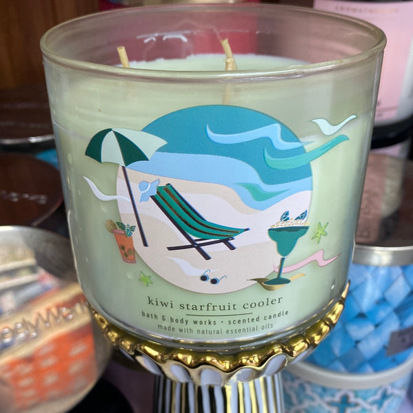 Bath & Body Works KIWI STARFRUIT COOLER 3-wick Candle 14.5 oz / 411 g