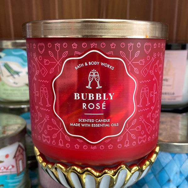 Bath & Body Works BUBBLY ROSÉ 3-Wick Candle 14.5 oz / 411 g