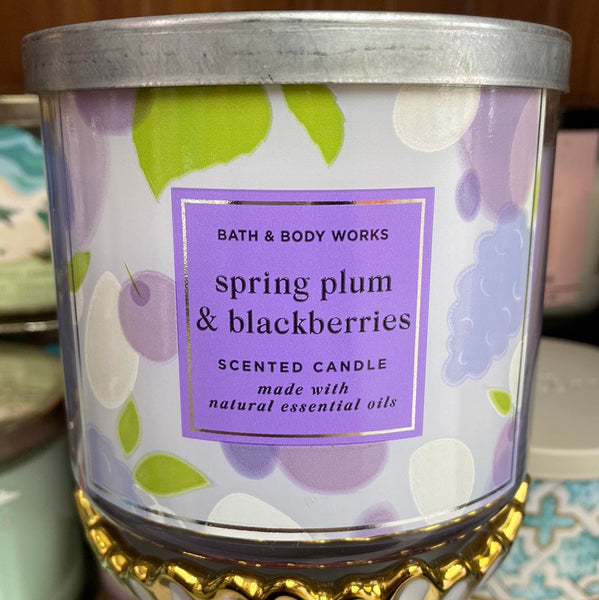 Bath & Body Works SPRING PLUM & BLACKBERRIES 3-wick Candle 14.5 oz / 411 g