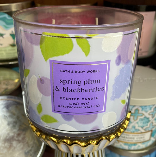 Bath & Body Works SPRING PLUM & BLACKBERRIES 3-wick Candle 14.5 oz / 411 g