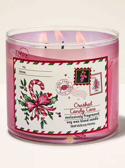 Bath & Body Works 🇺🇸 CRUSHED CANDY CANE 3-wick Candle 14.5 oz / 411 g