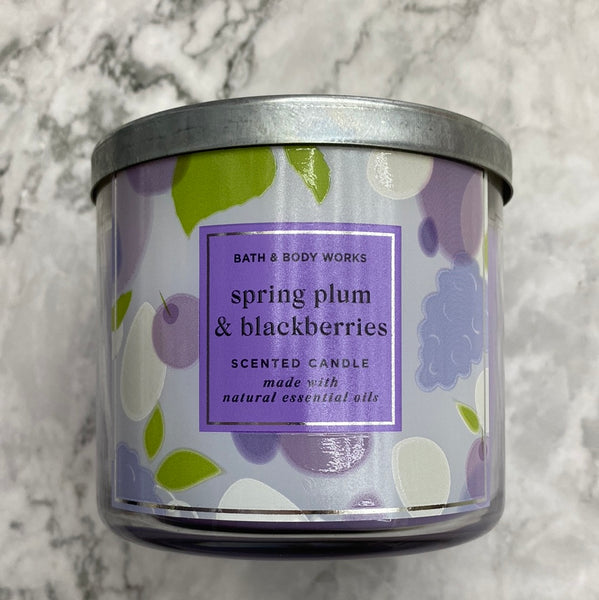 Bath & Body Works SPRING PLUM & BLACKBERRIES 3-wick Candle 14.5 oz / 411 g