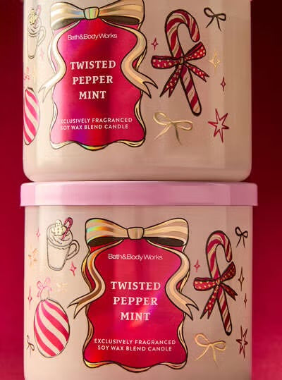 Bath & Body Works 🇺🇸 TWISTED PEPPERMINT 3-wick Candle 14.5 oz / 411 g