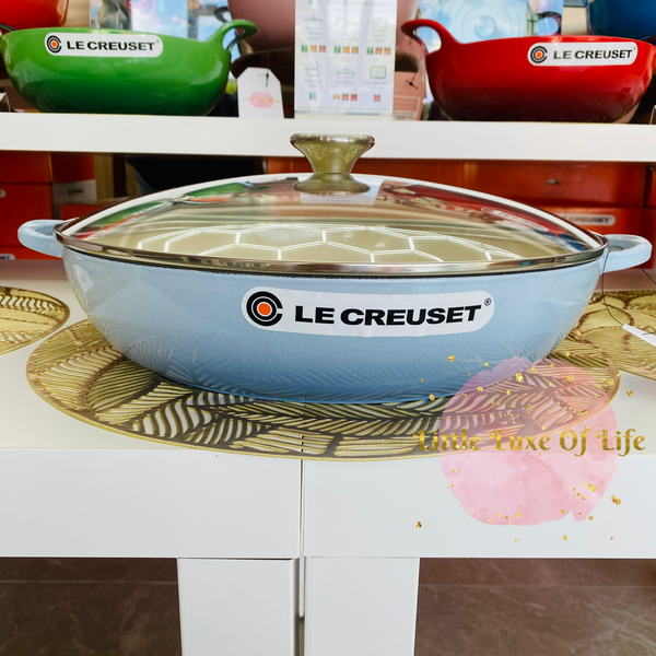 Le Creuset Traditional Braiser with Glass Lid 5qt 32cm - COASTAL BLUE