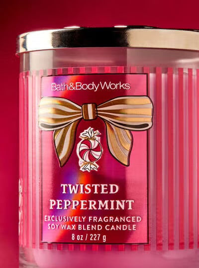 Bath & Body Works 🇺🇸 TWISTED PEPPERMINT single-wick Candle 8 oz / 227g