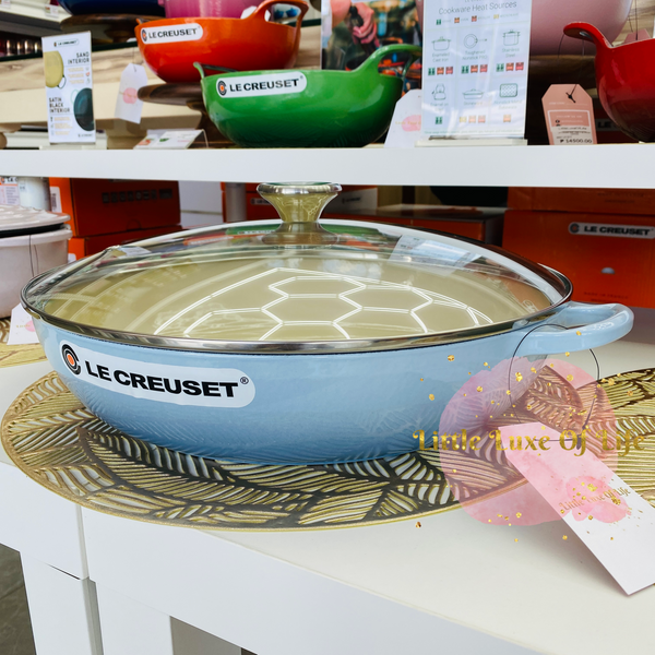 Le Creuset Traditional Braiser with Glass Lid 5qt 32cm - COASTAL BLUE