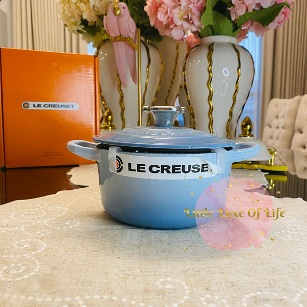 Le Creuset Round Dutch Oven with Bear Knob 1qt 14cm - COASTAL BLUE