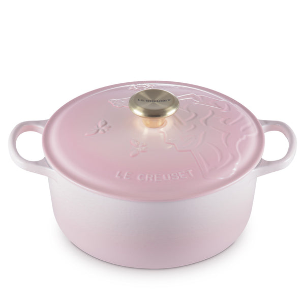Le Creuset LIMITED EDITION Wicked Collection Glinda Embossed Signature Round Dutch Oven 4.5qt - SHELL PINK