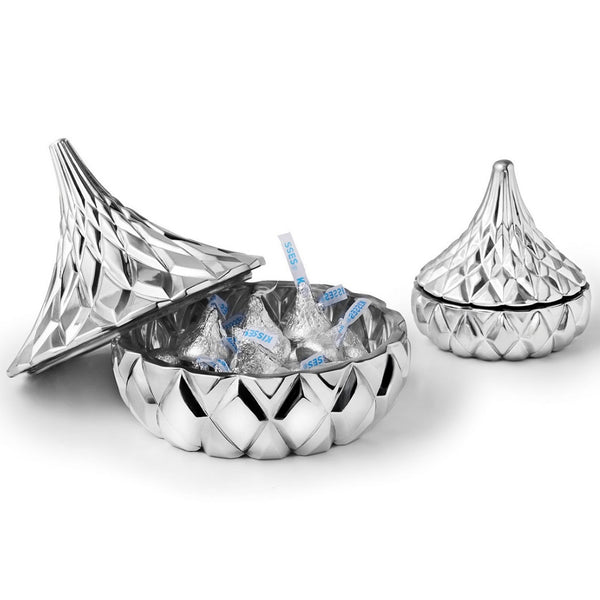 GODINGER Hershey's Kisses Electroplated Candy Dish with Gift Box, Set of 2 - SILVER