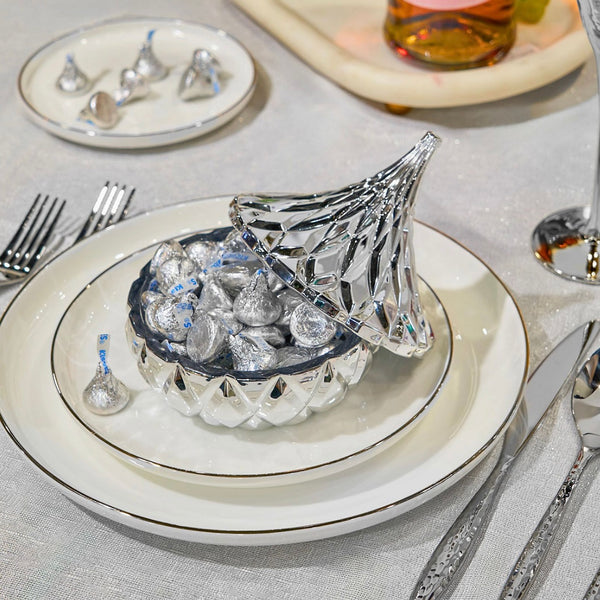 GODINGER Hershey's Kisses Electroplated Candy Dish with Gift Box, Set of 2 - SILVER
