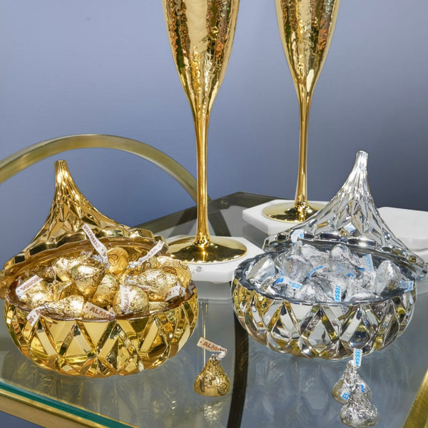 GODINGER Hershey's Kisses Electroplated Candy Dish with Gift Box, Set of 2 - SILVER