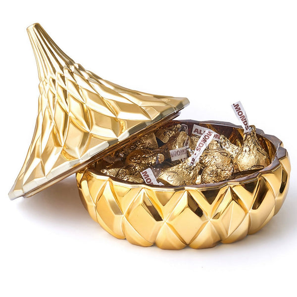 GODINGER Hershey's Kisses Electroplated Candy Dish with Gift Box, - GOLD