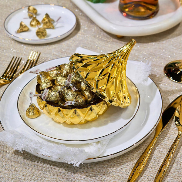GODINGER Hershey's Kisses Electroplated Candy Dish with Gift Box, - GOLD