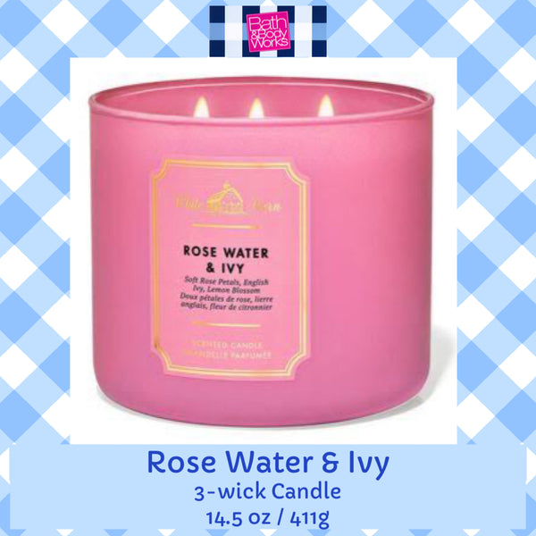 Bath & Body Works 🇺🇸 ROSE WATER IVY 3-wick Candle 14.5 oz / 411 g