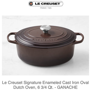Le Creuset Signature Enameled Cast Iron Oval Dutch Oven, 6 3/4-Qt.- GANACHE