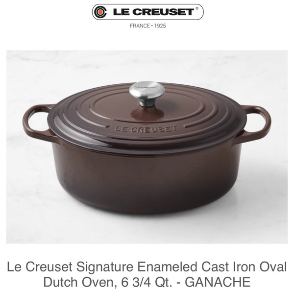 6-3/4 Quart Le Creuset Signature Enameled Cast Iron Oval French/Dutch