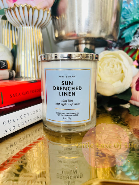 Bath & Body Works 🇺🇸 SUN-DRENCHED LINEN single-wick Candle 7 oz / 198g