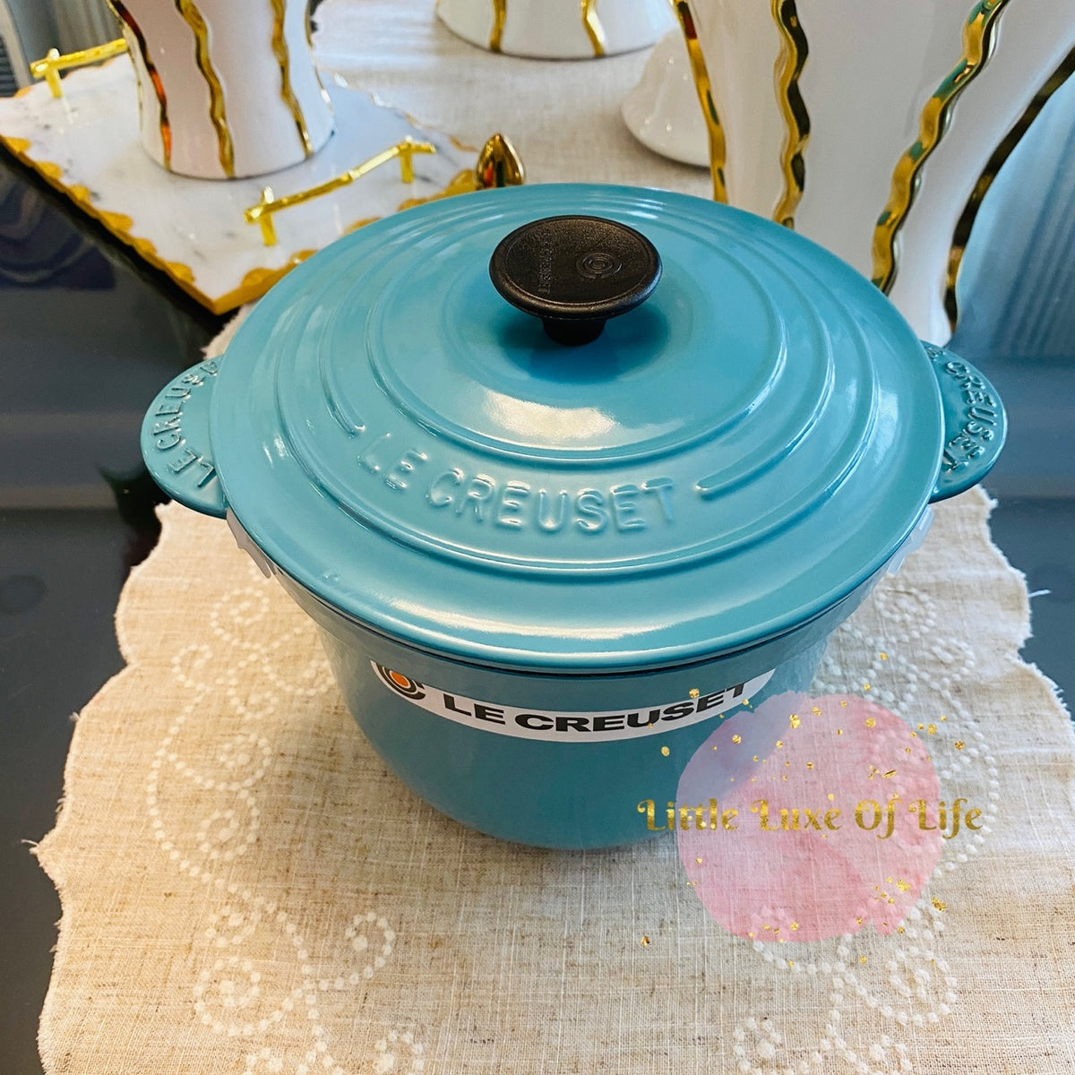Le Creuset Cast Iron Rice Pot 3qt 20cm - TURQUOISE – LittleLuxeOfLife