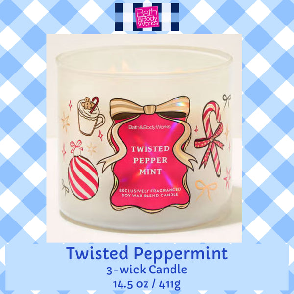 Bath & Body Works 🇺🇸 TWISTED PEPPERMINT 3-wick Candle 14.5 oz / 411 g