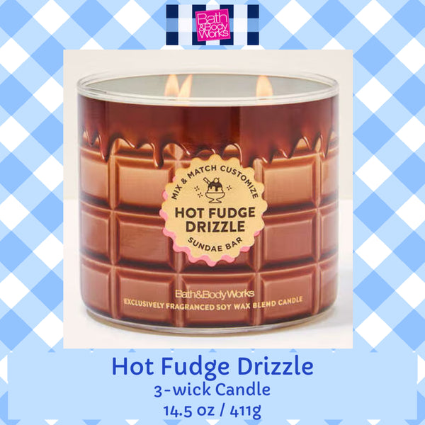 Bath & Body Works 🇺🇸 HOT FUDGE DRIZZLE 3-wick Candle 14.5 oz / 411 g