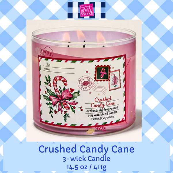 Bath & Body Works 🇺🇸 CRUSHED CANDY CANE 3-wick Candle 14.5 oz / 411 g