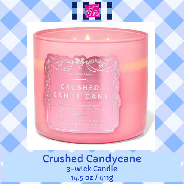 Bath & Body Works 🇺🇸 CRUSHED CANDY CANE (B) 3-wick Candle 14.5 oz / 411 g