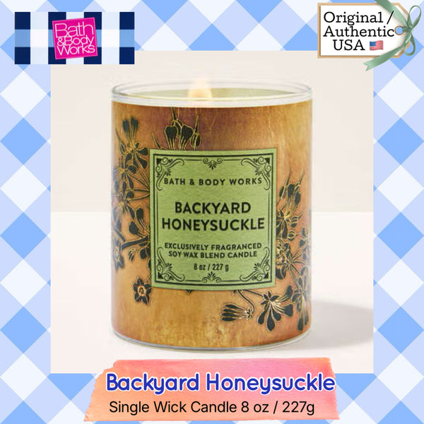 Bath & Body Works 🇺🇸 BACKYARD HONEYSUCKLE single-wick Candle 8 oz / 227g (B)