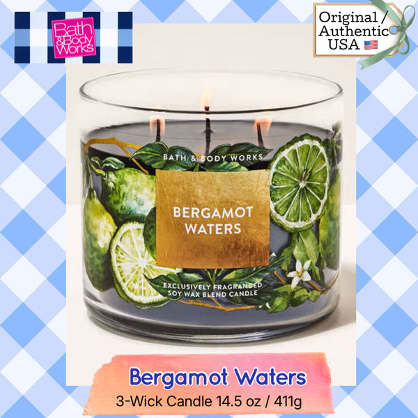 Bath & Body Works 🇺🇸 BERGAMOT WATERS 3-wick Candle 14.5 oz / 411 g