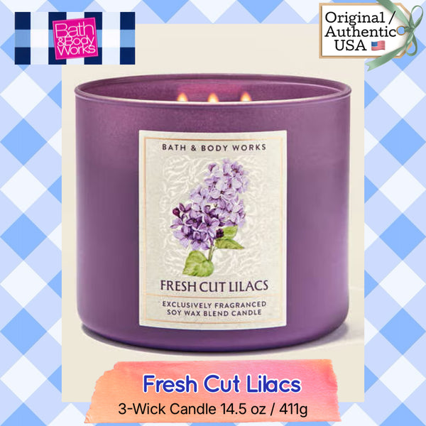Bath & Body Works 🇺🇸 FRESH CUT LILACS 3-wick Candle 14.5 oz / 411 g