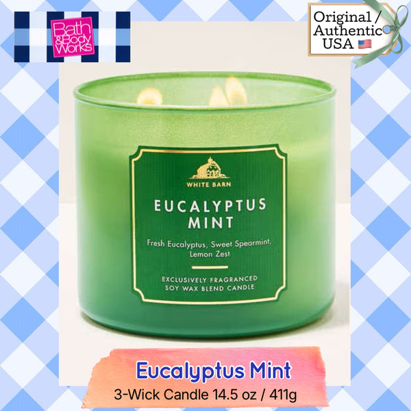 Bath & Body Works 🇺🇸 EUCALYPTUS MINT 3-wick Candle 14.5 oz / 411 g