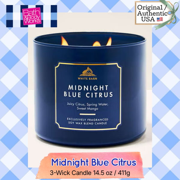 Bath & Body Works 🇺🇸 MIDNIGHT BLUE CITRUS 3-wick Candle 14.5 oz / 411 g