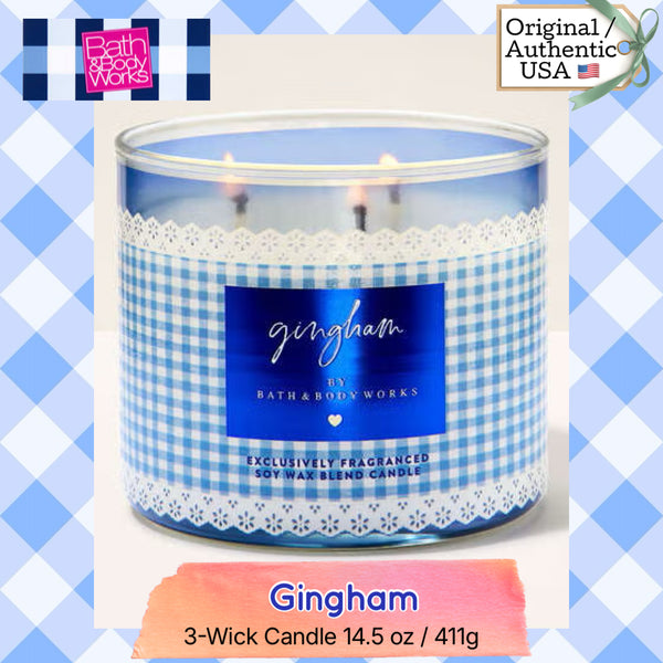 Bath & Body Works 🇺🇸 GINGHAM 3-wick Candle 14.5 oz / 411 g