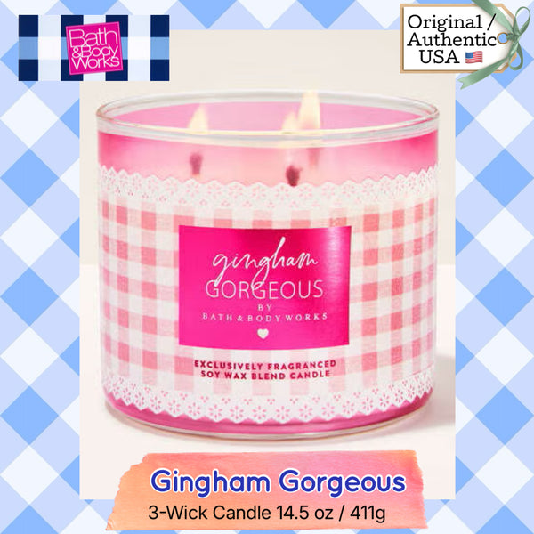 Bath & Body Works 🇺🇸 GINGHAM GORGEOUS 3-wick Candle 14.5 oz / 411 g