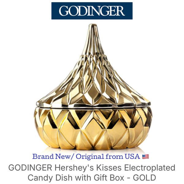 GODINGER Hershey's Kisses Electroplated Candy Dish with Gift Box, - GOLD