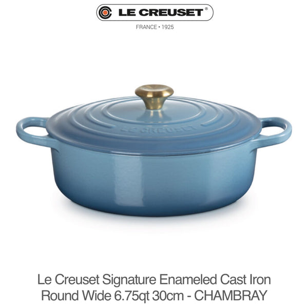 Le Creuset Signature Round Wide Oven 6.75qt 30cm - CHAMBRAY