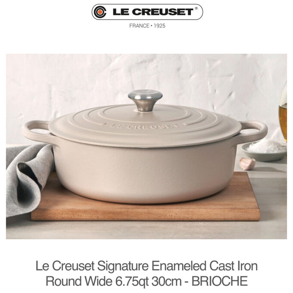 Le Creuset Signature Round Wide Oven 6.75qt 30cm - BRIOCHE