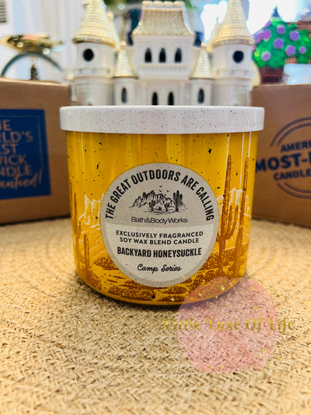 Bath & Body Works 🇺🇸 BACKYARD HONEYSUCKLE 3-wick Candle 14.5 oz / 411 g (A)