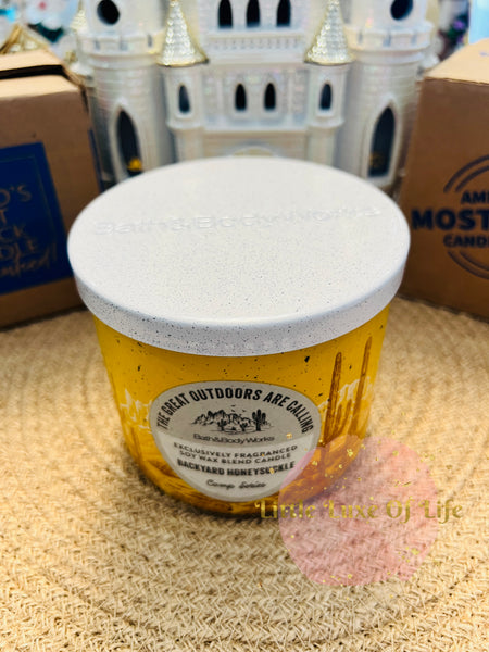 Bath & Body Works 🇺🇸 BACKYARD HONEYSUCKLE 3-wick Candle 14.5 oz / 411 g (A)