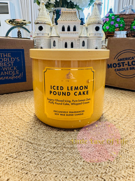 Bath & Body Works 🇺🇸 ICED LEMON POUND CAKE 3-wick Candle 14.5 oz / 411 g
